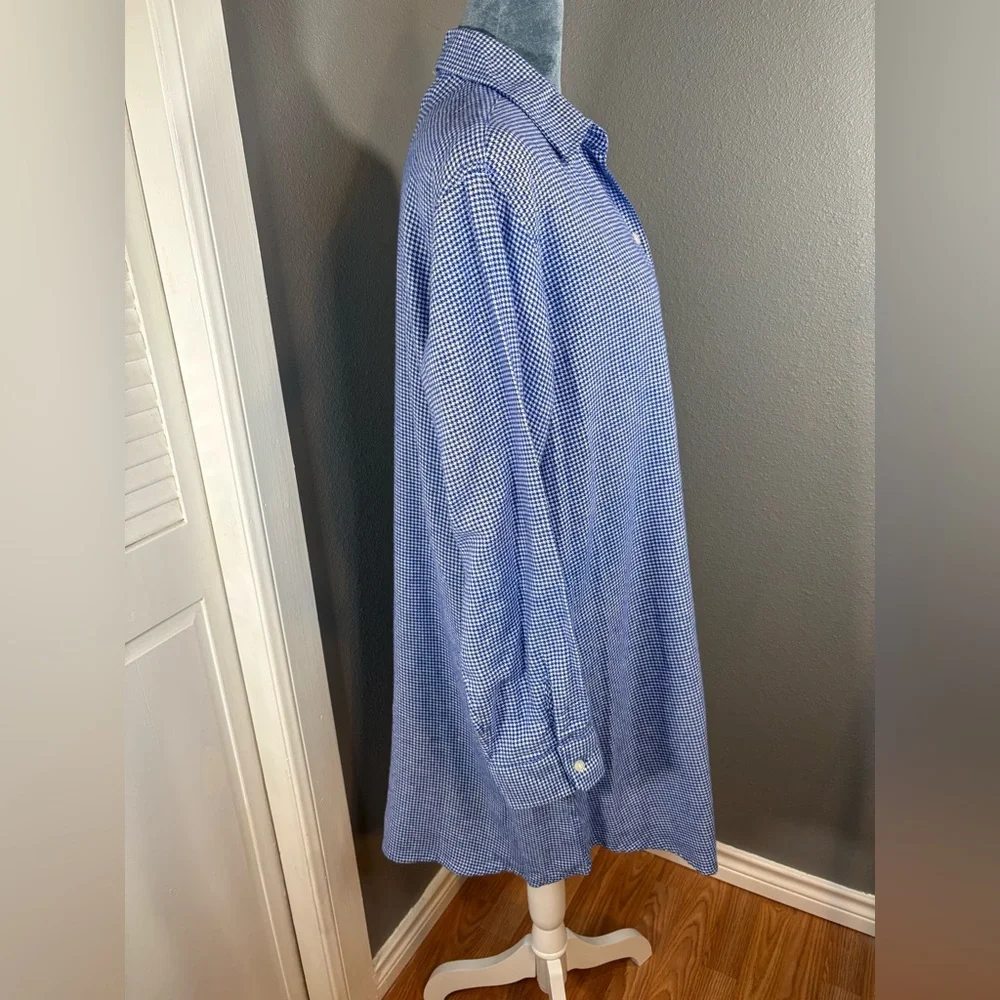 Lauren Ralph Lauren Sleep Shirt Pajamas Blue Gingham Size M - Picture 7 of 11